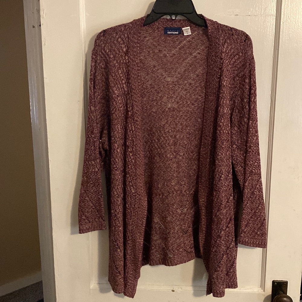 Pink Lightweight Crocheted Cardigan 2X